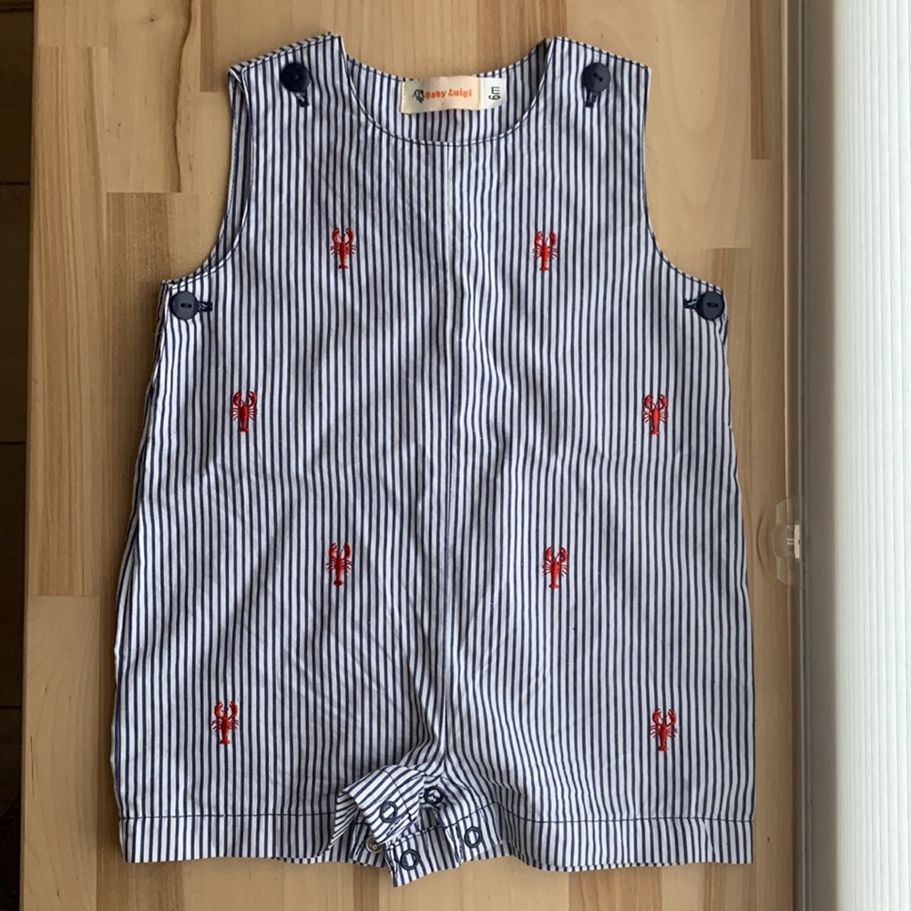 Baby Luigi lobster baby seersucker onesie 6 month